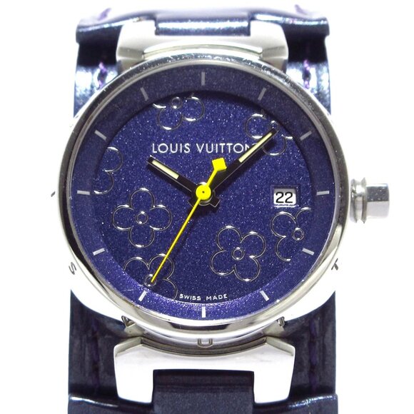 LOUIS VUITTON Tambour Lovely PM Silver Purple Wrist Watch 649-081425 - Picture 1 of 12